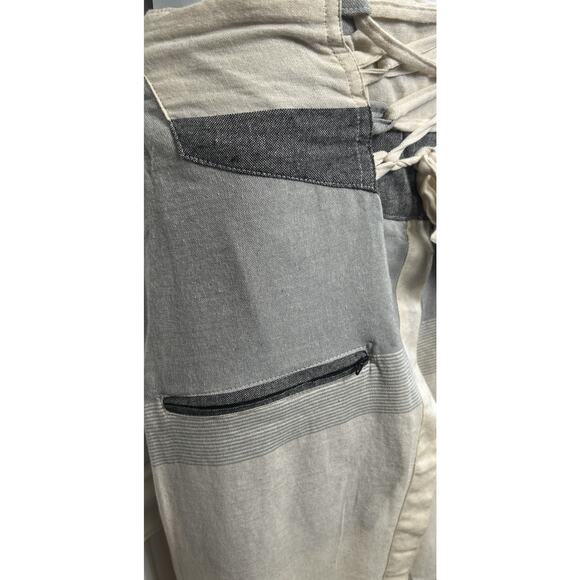 Karma Nepal Crafts Women's M Cotton Baggy Boho Pants Harem Gray Beige Whimsy￼ - Picture 2 of 12